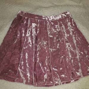 Pink crushed velvet skater skirt